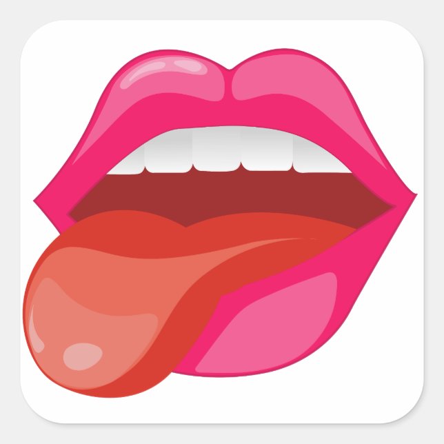 Sticking out the tongue square sticker (Front)