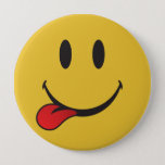 Sticking Out Tongue Emoji Button at Zazzle