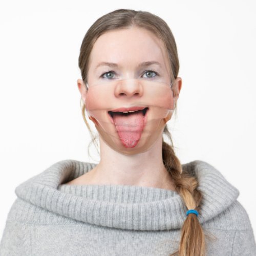 Sticking Out Tongue Girl _ Add Your Funny Photo _ Adult Cloth Face Mask