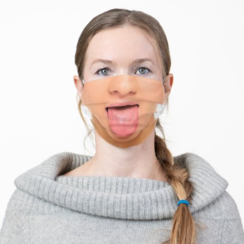 Sticking Out Tongue Girl _ Add Your Unique Photo Adult Cloth Face Mask