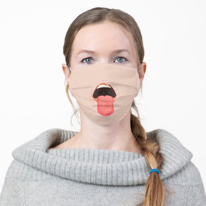 Sticking Tongue Out Of Mouth Man S Adult Cloth Face Mask Zazzle Com