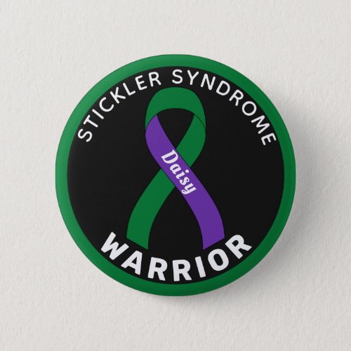 Stickler Syndrome Warrior Ribbon Black Button