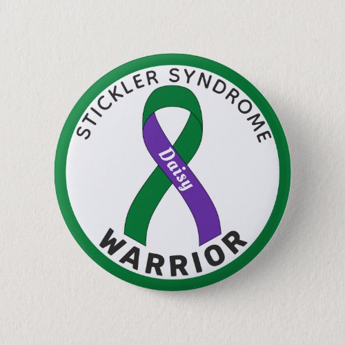 Stickler Syndrome Warrior Ribbon White Button