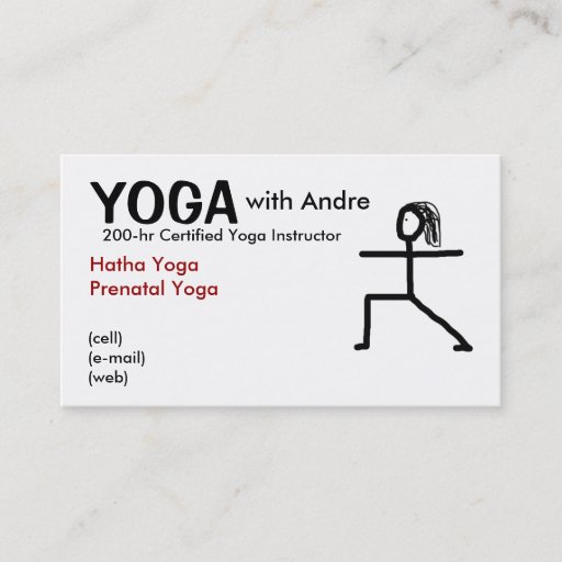Customizable stickman3, YOGA, with Andre, Certified Yoga Ins... Business Card
