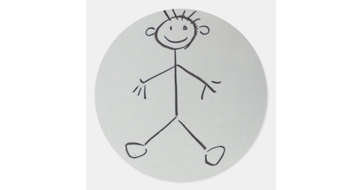 Stick Man Rounded Back Stickman Classic Round Sticker | Zazzle