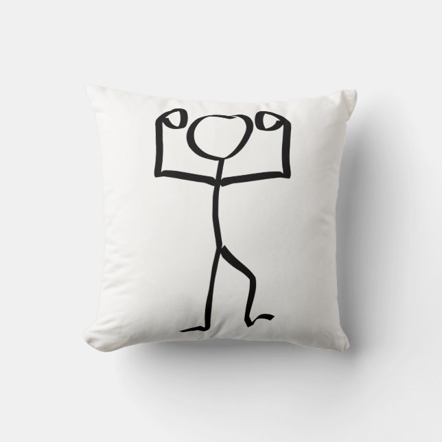 Stickman Figure Winner Illustration, One Line Art  Throw Pillow (Front)