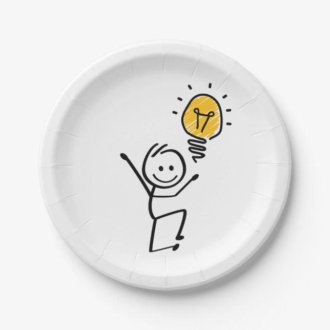 Stickman. Lamp idea, brilliant, brainstorm session Paper Plates (Front)