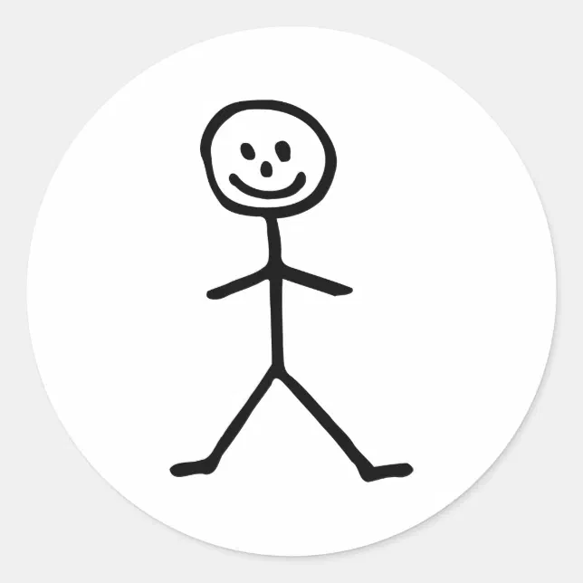 Stick Man Rounded Back Stickman man classic round sticker | Zazzle
