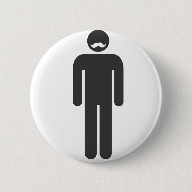 Stickman Moustache Button (Front)