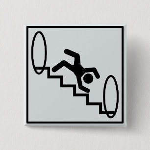 Stickman Stairs - Danger Pinback Button