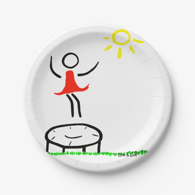 stickman stickwoman stickdog stickcat paper plates (Front)