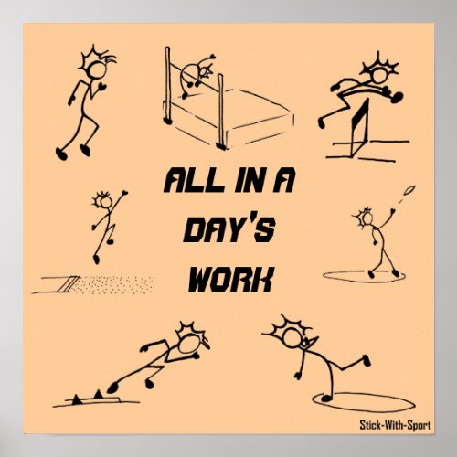 Stickman track and field All in a Days Work Poster