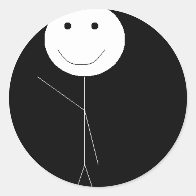 Stickman Waving Classic Round Sticker (Front)