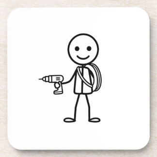 Stickmen At Work - The Electrician Beverage Coaster