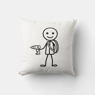 Stickmen At Work - The Electrician Throw Pillow