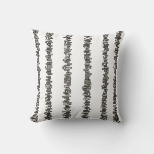 Sticks And Stones-Black And White Modern  Throw Pillow