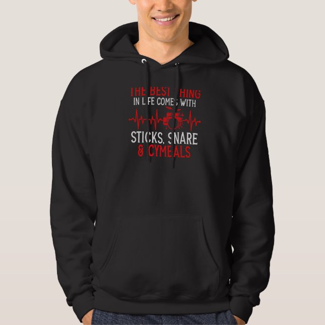 Sticks Snare And Cymbals Drummer Drum Player Music Hoodie (Front)