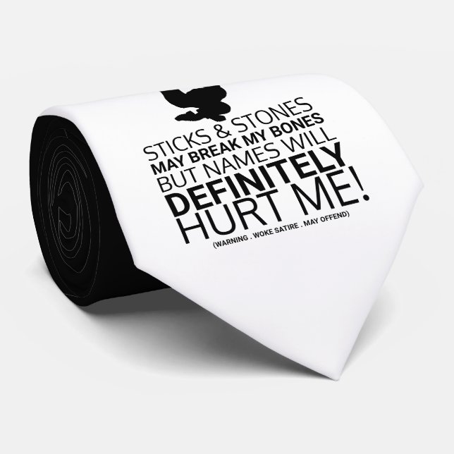 Sticks & Stones, Woke Satire Neck Tie (Rolled)