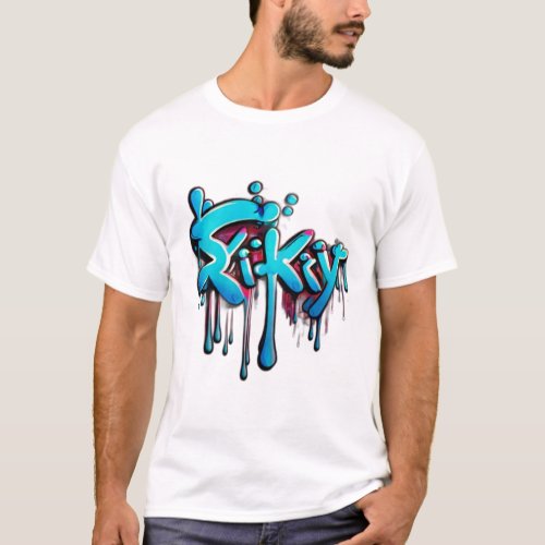 Sticky Kitty Chroma Graffiti Mesmerizing Cursive  T_Shirt