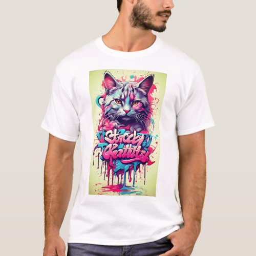 Sticky Kitty Graffiti Logo T_Shirt Design