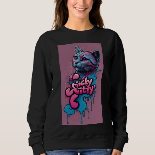  Sticky Kitty Graffiti Logo T_Shirt Design Sweatshirt