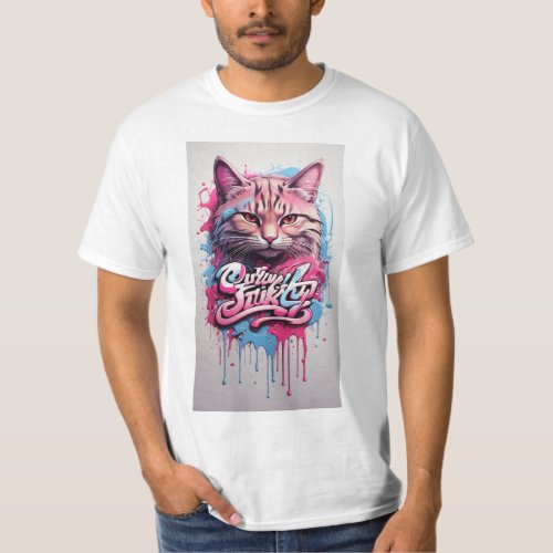 Sticky Kitty Graffiti Vibrant T_Shirt Logo Design