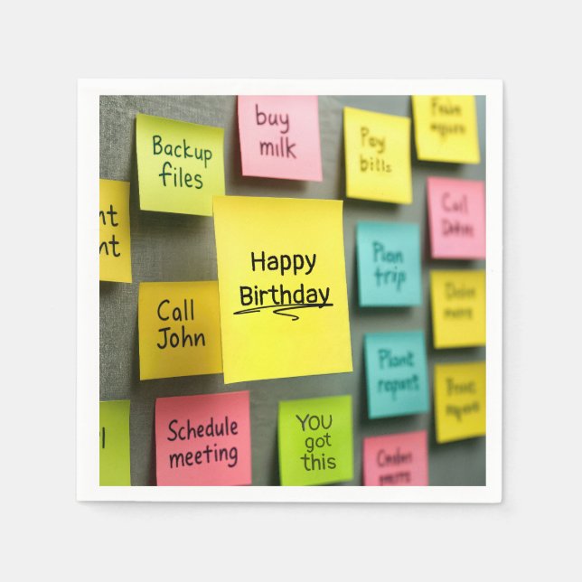 Sticky Note Birthday Napkins (Front)