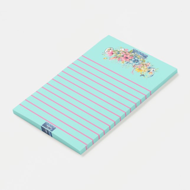 Sticky Notes (Floral Blue-Notes)RFPMDesigns©️2024 (Angled)
