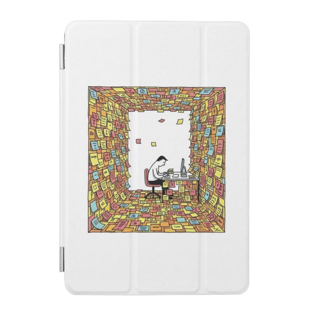 Sticky Notes – Overwhelmed Office Art iPad Mini Cover (Front)