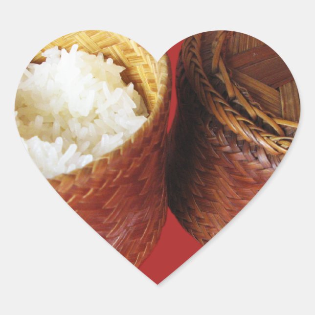 Sticky Rice [Khao Niao] Thai Lao Food Heart Sticker (Front)