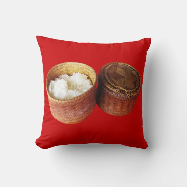 Sticky Rice [Khao Niao] Thai Lao Food Throw Pillow (Front)