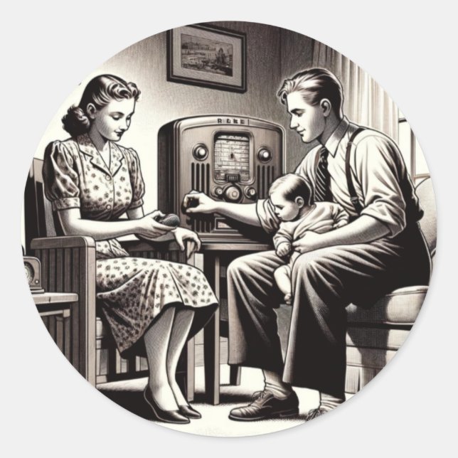 Sticky Sounds: Broadcasting Everywhere. Classic Round Sticker (Front)