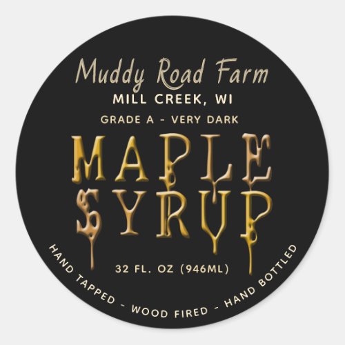 Sticky Syrup Maple Syrup Label _ Black