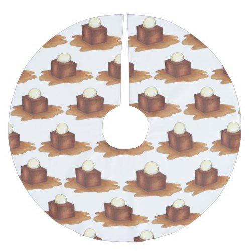 Sticky Toffee Pudding UK British Food Dessert Brushed Polyester Tree Skirt