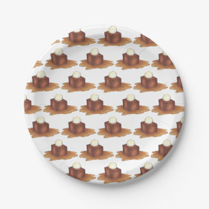 Sticky Toffee Pudding UK British Food Dessert Paper Plates