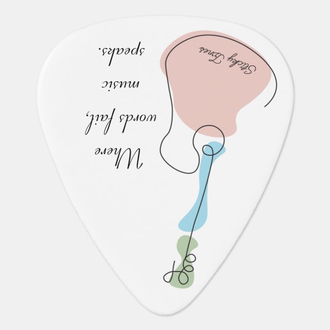 Sticky Tunes | Plektrum | "Let Music Speak"  Guitar Pick (Front)
