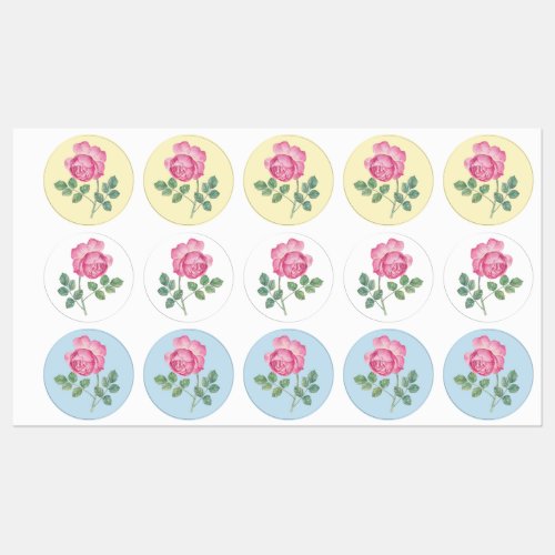 Sticky Waterproof Pink Rose Labels