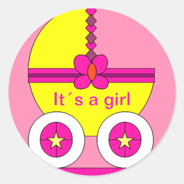 Stiker its a girl classic round sticker (Front)
