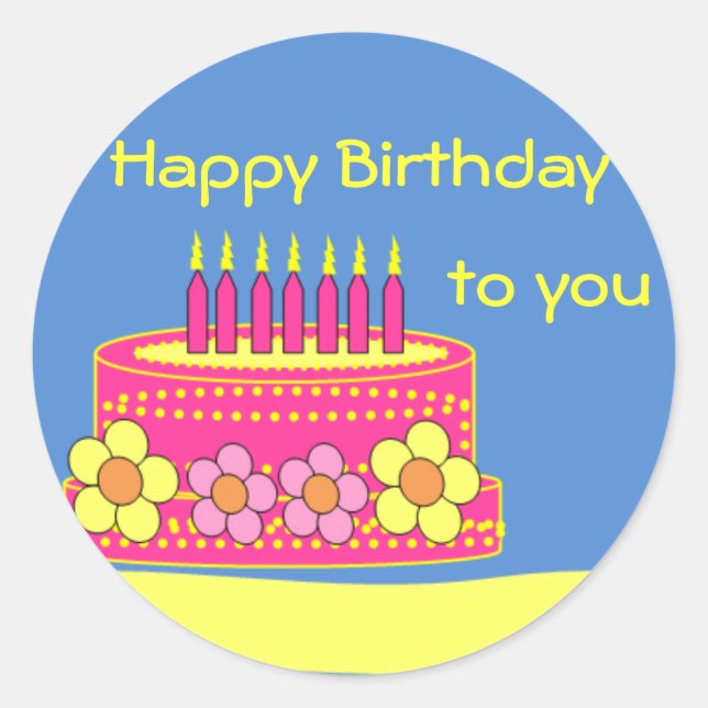stikers happy birthday classic round sticker (Front)