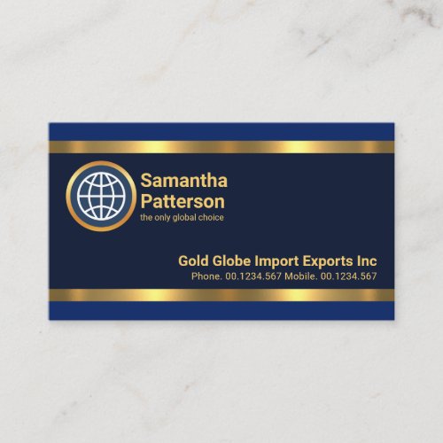 Stiking Blue Layers Faux Gold Lines International  Business Card