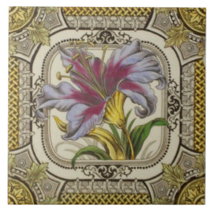 Stiking Victorian Hand Colored TransferWare Repro Ceramic Tile