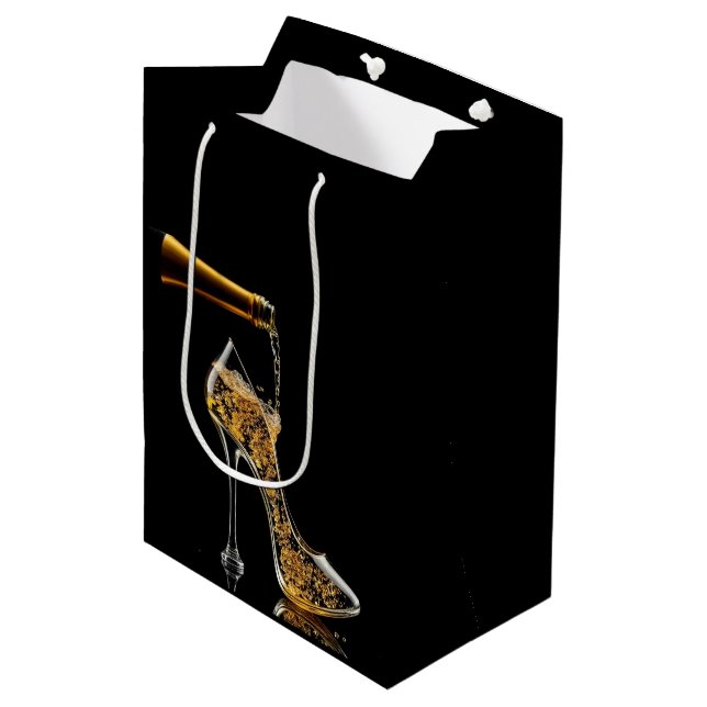 Stiletto and Bubbly Medium Gift Bag (Front Angled)