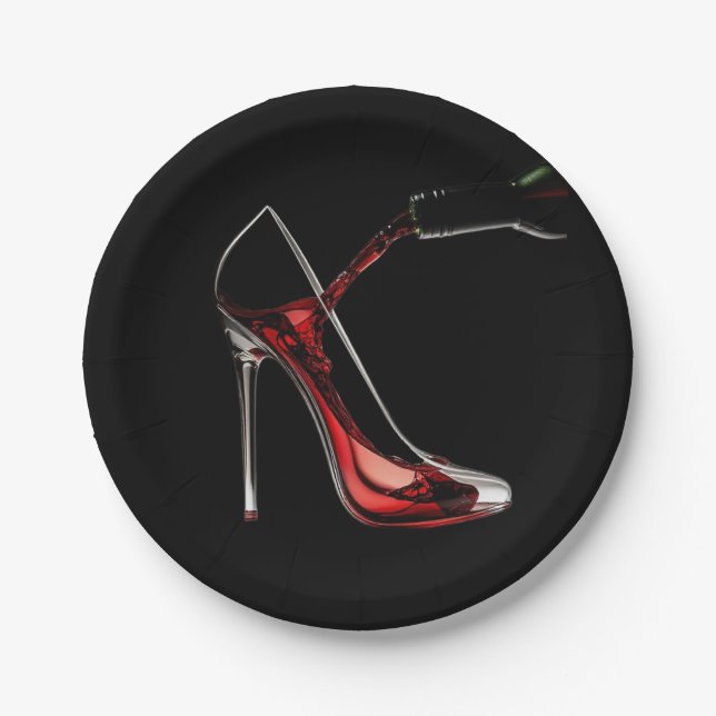 Stiletto and Wine Paper Plates (Front)