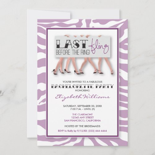 Stiletto Bachelorette Party Invitation lilac