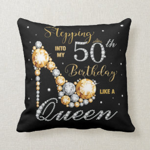 Stiletto High Heel Stepping into My 50th Birthday Throw Pillow