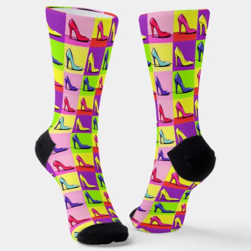 Stiletto Pumps High Heels Pop Art Socks