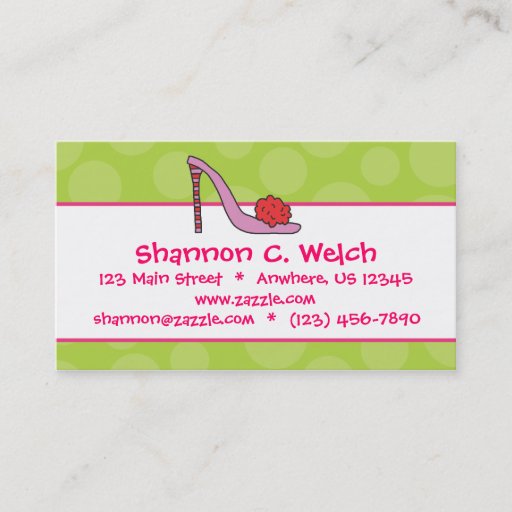Customizable Stiletto Shoe Polka Dot Business Calling Cards Business Card Template