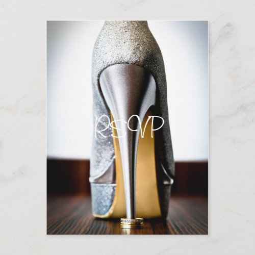 Stiletto Wedding Shoe RSVP Invitation with Photo