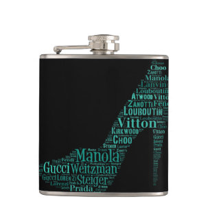 Stiletto Word Art Teal Flask