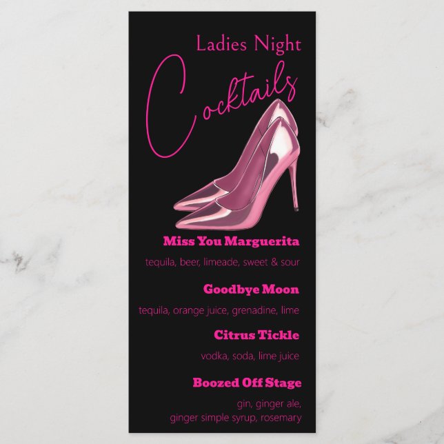 Stilettos Ladies Night Cocktail Party on Black Menu (Front)